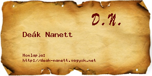 Deák Nanett névjegykártya